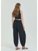 Elastic Waist Relaxed Cut Black Plus Size Trousers 4627